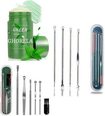 ghorela g 1 Blackhead Remover Tool Set + 1 Ear Wax Remover Tool Set + 1 Green Stick Mask (Pack of 3)(1 Items in the set)