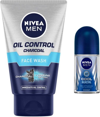 NIVEA Oil Control Charcoal 100ml Fw and Cool Kick 50ml Roll On set of 2(2 Items in the set)