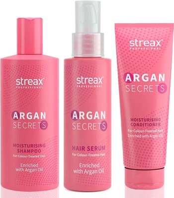 Streax Professional Argan Secret Colour Treated Shampoo + Conditioner + Serum Pack of 3(2 Items in the set)