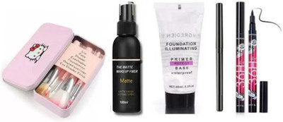 SHEFFO Kajal &Fixer & Primer tube & Set of 7 Makeup Brush & 36H eye liner(11 Items in the set)