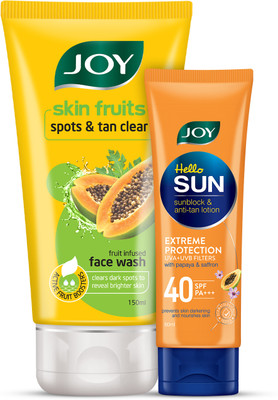 Joy Spots & Tan Clear Papaya face wash 150ml & Sunscreen SPF 40 PA+++ (60ml) For Sun & Tan Protection (Combo Pack)(2 Items in the set) Joy Spots & Tan Clear Papaya face wash 150ml & Sunscreen SPF 40 PA+++ (60ml) For Sun & Tan Protection (Combo Pack)(2 Items in the set)