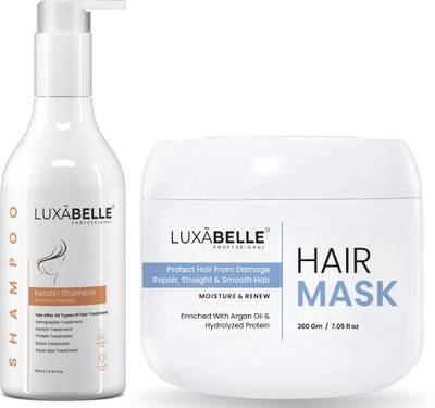 LUXABELLE Keratin Shampoo And Hair Mask for Dry&Damage Repair, Frizz-Free hair up to 72 hours & Salon-like smooth hair at home.