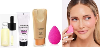 AFARAXIA Makeup kit combo of Face serum and Prime foundation Makeup blander..(4 Items in the set)