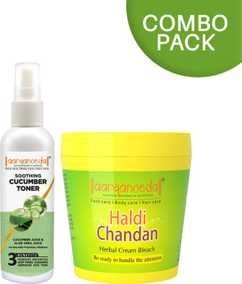 Aryanveda Herbals Haldi Chandan Bleach Cream 250gm & Cucumber Face Toner 100mL(2 Items in the set)