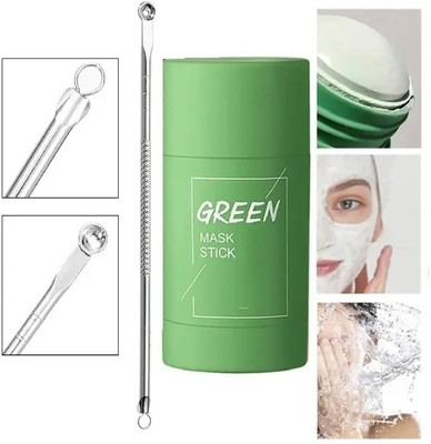 GABBU Blackhead remover Pimple Remover Tool & Green Tea Purifying Clay Stick Mask Oil Control(2 Items in the set)