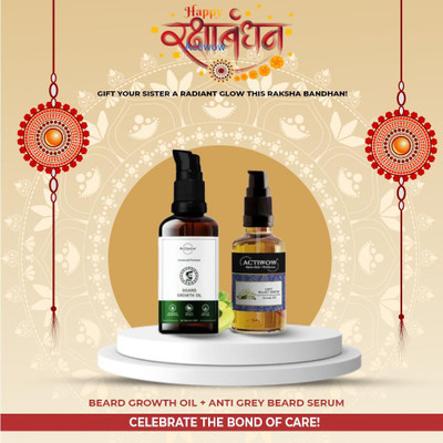ACTIWOW Beard Growth Oil & Anti Grey Beard Serum For Longer Beard Goals(2 Items in the set)