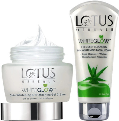LOTUS HERBALS Whiteglow ( Gel Creme_60g + 3 in 1 Deep Facial Form_100g )(2 Items in the set)