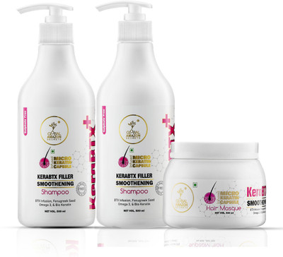 Global Amazon Secrets Kerabtx 2 Shampoo + 1 Conditioner for Smoothing + Keratin + Botox Hair Treatment for Men & Women(3 Items in the set)