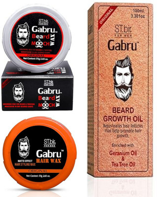 ST.bir Beard and Mooch 75gm & Hair Wax Matte Effect(3 Items in the set)