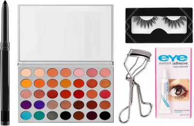 SUBHMUN Kajal & 35 Shades Multi Colour Eyeshadow Palette & Eyelash With Eyelashes glue & Eyelash Curler(4 Items in the set)