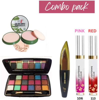 RED4 R4 2IN1COMPACT+BOLDEYELINER+LIGHTNING(106+113)LPSTCK+18CLR EYESHADOW(5 Items in the set)