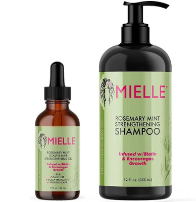 Mielle Rosemary Mint Scalp & Hair Strengthening Oil 59 ML & Rosemary Mint Strengthening Shampoo 355 ML(1 Items in the set)