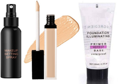 BLUEMERMAID LIQUID CONCEALER + PRIMER + MAKEUP FIXER COMBO FOR WOMEN(3 Items in the set)