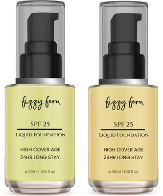 Fizzy Fern Liquid Foundation with SPF 25, Matte Finish, Lightweight, Waterproof- 60ml(2 Items in the set)
