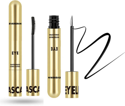EVERERIN Mascara + Black Eyeliner Combo Pack Smudge & Waterproof(2 Items in the set)