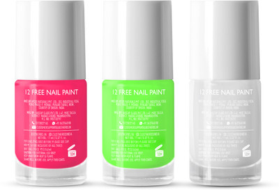 Just Herbs Glossy & Vibrant Nail Paint- 12 Chemical-free- Pack of 3 Red,Yellow,Grey