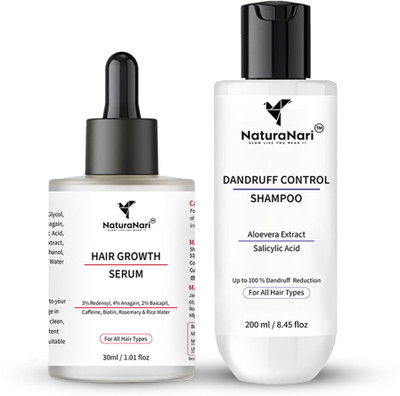 NaturaNari Hair Growth Serum & Dandruff Control Shampoo Combo | For Women & men | For All Hair Types(2 Items in the set)