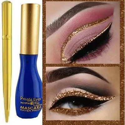 ADJD EYELINER SHIMMER GOLDEN EYELINER LONG LASTING & WATERPROOF EYE MAKEUP WITH BLUE MASCARA(2 Items in the set)