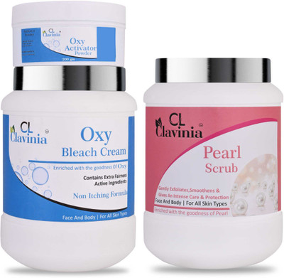 CLAVINIA Bleach Cream 1 Kg + Pearl Scrub 1000 ml(3 Items in the set)