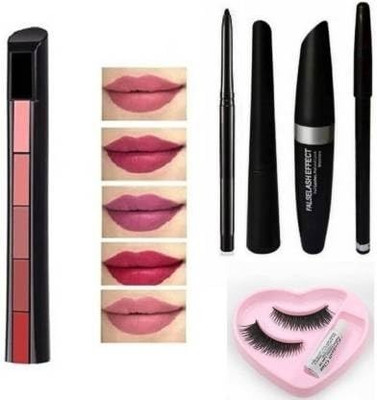 Geggsa 5 in1 Creamy Matte Lipstick & Insta EyeLiner + Curly Mascara + Iconic Kajal + EyeBrow Pencil (4in1) & EyeLashes +Glue Set(6 Items in the set) Geggsa 5 in1 Creamy Matte Lipstick & Insta EyeLiner + Curly Mascara + Iconic Kajal + EyeBrow Pencil (4in1) & EyeLashes +Glue Set(6 Items in the set)