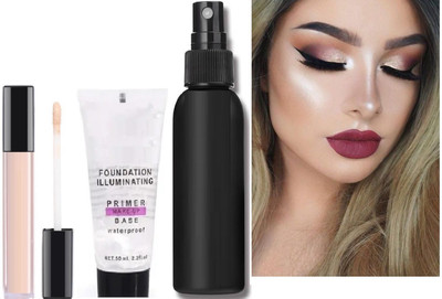 GABBU New Makeup setting spary with concealer and matte finish primer for face makeup(3 Items in the set)
