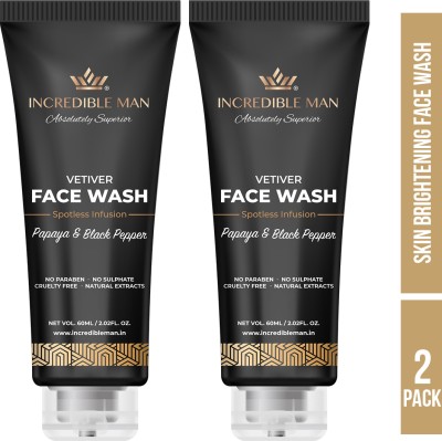 Incredible Man Papaya Face Wash Combo for Men with Black Pepper - Pigmentation & Dark Spot Removal - Skin Whitening Face Wash(2 Items in the set)