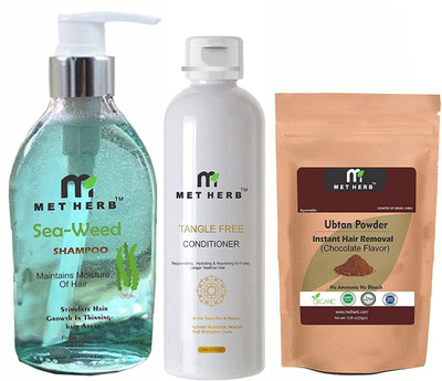 Metherb Sea weed Shampoo -300ml & Tangle Free Conditioner -200ml & Chocolate Ubtan powder-20g(3 Items in the set)