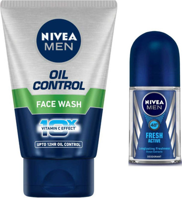 NIVEA Oil Control 100ml Fw and Fresh Active 50ml Roll On set of 2(2 Items in the set)