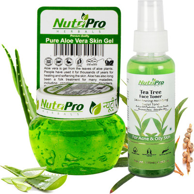 NutriPro Aloe Vera Skin Gel & Tea Tree Face Toner| With Natural Ingredients(2 Items in the set)