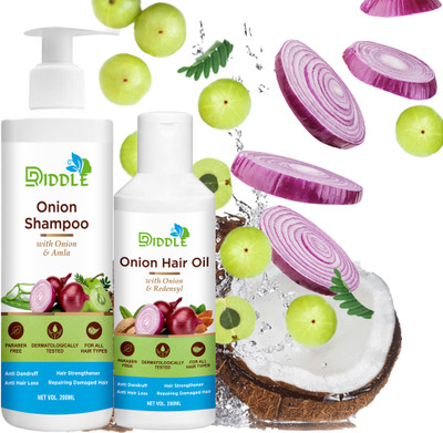 DRIDDLE Anti Hair Fall Spa Range with Onion Hair Oil shampoo for pack of 2(2 Items in the set)