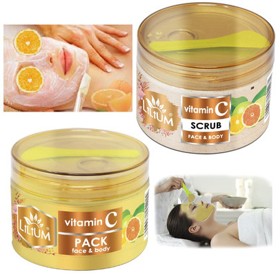 LILIUM Vitamin-C & Face Pack | Enriched With Lemon Extract & Jojoba Oil(2 Items in the set)