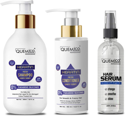 Quemico Professionnel Keratin Protein Shampoo and Conditioner With Hair Serum Combo Pack(3 Items in the set)