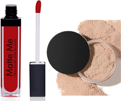 KAIASHA DAILY USE MAKEUP COMBO KIT 1 RED LIPSTICK 1 LOOSE POWDER(2 Items in the set)
