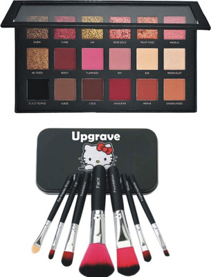 upgrave Eyeshadow 18 Colours ROSE GOLD EDITION Palette 18 g (Multicolour) with a set of 7 makeup brush with storage box(8 Items in the set)