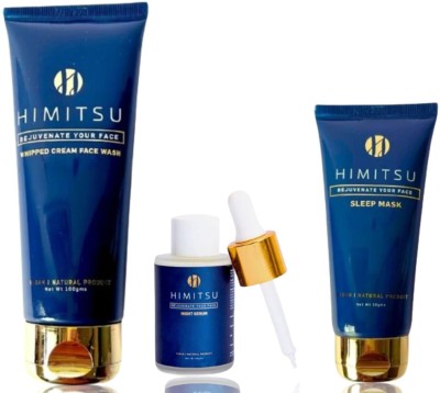 Himitsu Ultimate Skincare Trio Whipped Cream Face Wash, Sleep Mask and Night Serum (100g + 50g + 30g)(3 Items in the set)