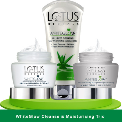 LOTUS HERBALS WhiteGlow Skin Cleanse & Moisturising Trio(3 Items in the set)