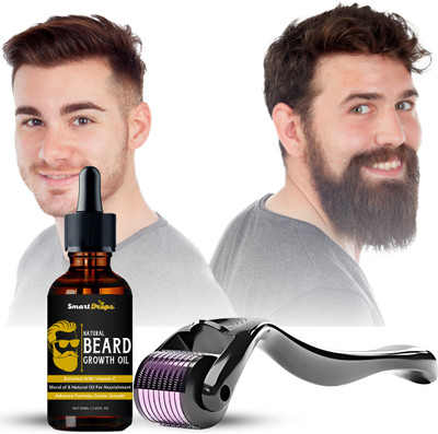 smartdrops Advance Beard Growth Kit for Men-Growth Oil, Activator, Derma Roller 0.5 mm(1 Items in the set)