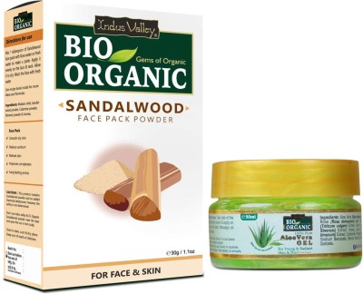 Indus Valley Bio Organic Sandalwood Powder 30gm and Aloe Vera Gel 50ml Multipurpose Use Combo(2 Items in the set)