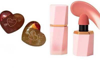 Minnies Combo of 2 Heart shaped mini lip glosses and Liquid Puff Blusher(3 Items in the set)