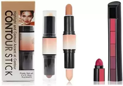 HITAN COUNTOUR AND HIGHLIGHTER STICK WITH RED EDITION 5 IN 1 LIPSTICK(2 Items in the set)