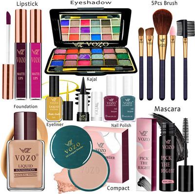 VOZO Makeup Combo Kit One-stop Beauty Package for Beginners and Professionals KT-220(15 Items in the set)