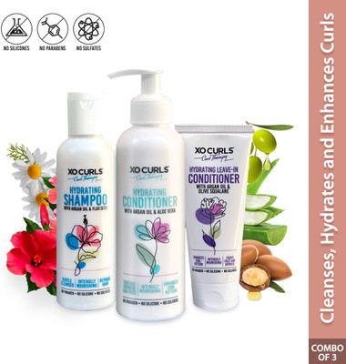 XO Curls Curl Therapy for Women & Men|Shampoo,Conditioner & Leave-in Conditioner Combo(3 Items in the set)