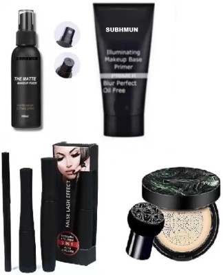 SUBHMUN Primer, Straightener ,Fixer ,BB & CC Cream Waterproof compact, 3 in 1 Mascara , Eyeliner(6 Items in the set)