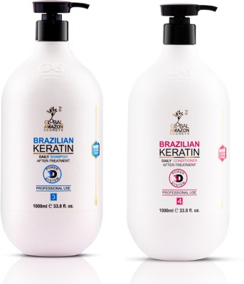 Global Amazon Secrets brazilian keratin shampoo and conditioner with Professional Straightening & Smoothening (Pack of 3)(2 Items in the set)