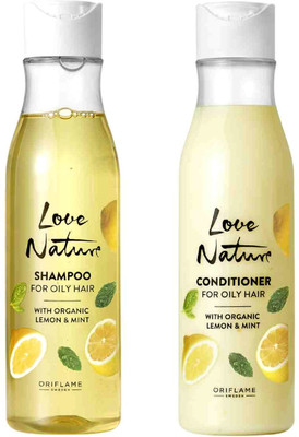 Oriflame Sweden Shampoo & Conditioner For Oily Hair with Organic Lemon & Mint Combo(2 Items in the set)