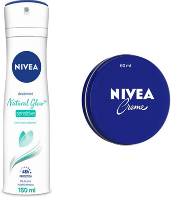NIVEA Natural Glow Sensitive Deodorant - 150ml & Cream - 60ml(2 Items in the set)