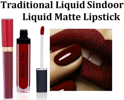 Libline Liquid Sindoor - Maroon, Long Lasting Liquid Lipstick(2 Items in the set)