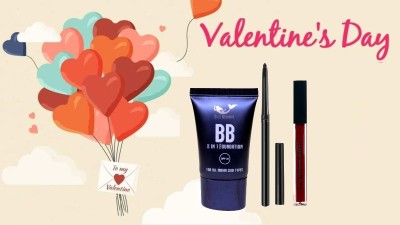 BLUEMERMAID FULL COVERAGE BB FOUNDATION BLACK CRAYON KAJAL & LIPSTICK BEST VALENTINE DAY COMBO KIT(3 Items in the set)