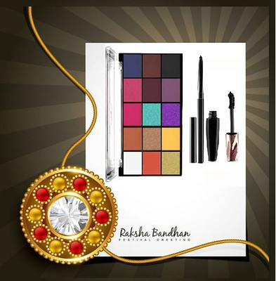REIMICHI multi color eyeshadow palette combo with mascra and kajal(3 Items in the set)