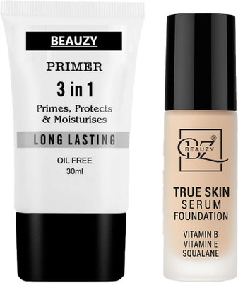 Beauzy 3 in 1 primer and true skin serum foundation(2 Items in the set)